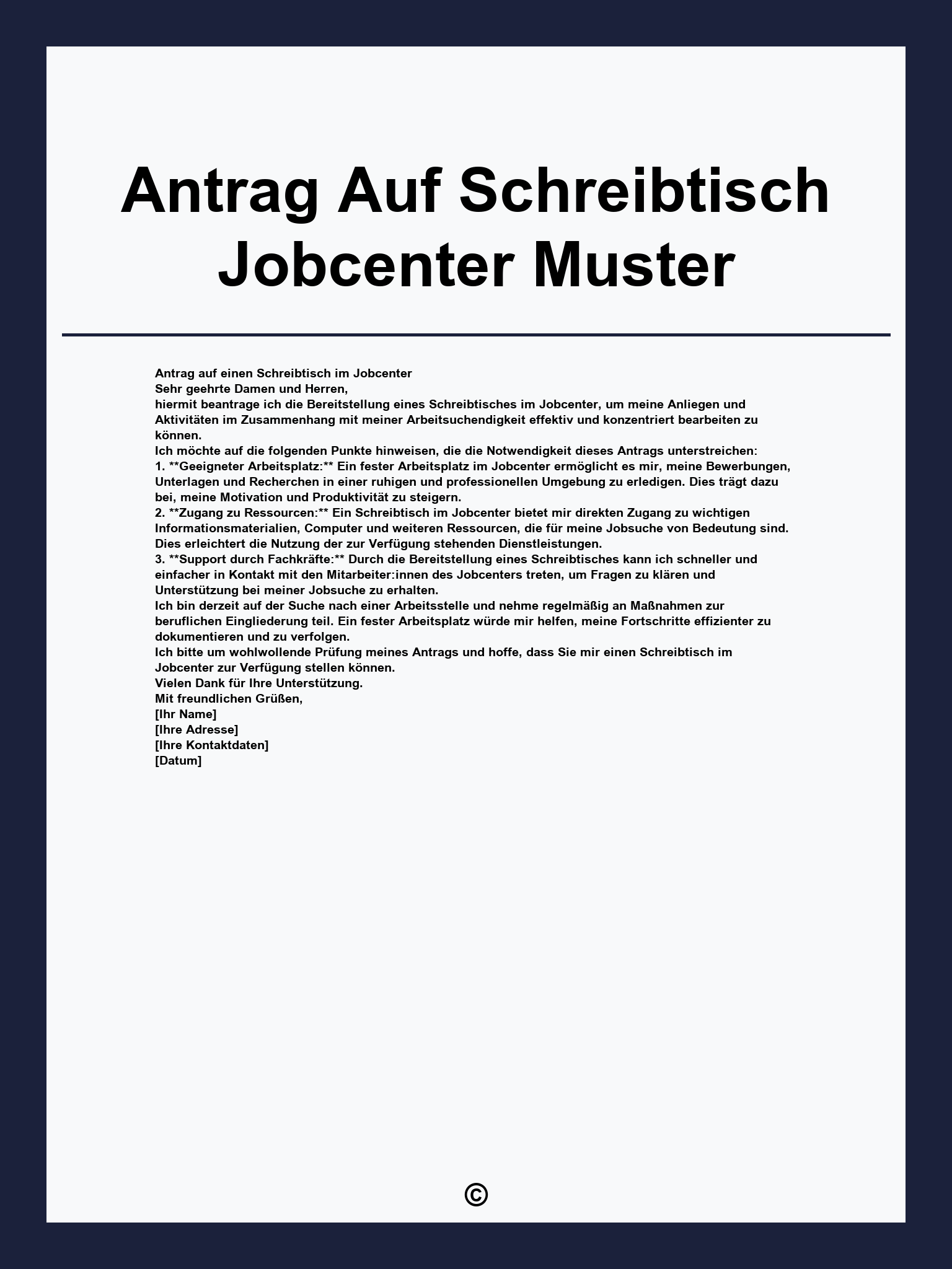 Antrag Auf Schreibtisch Jobcenter Muster