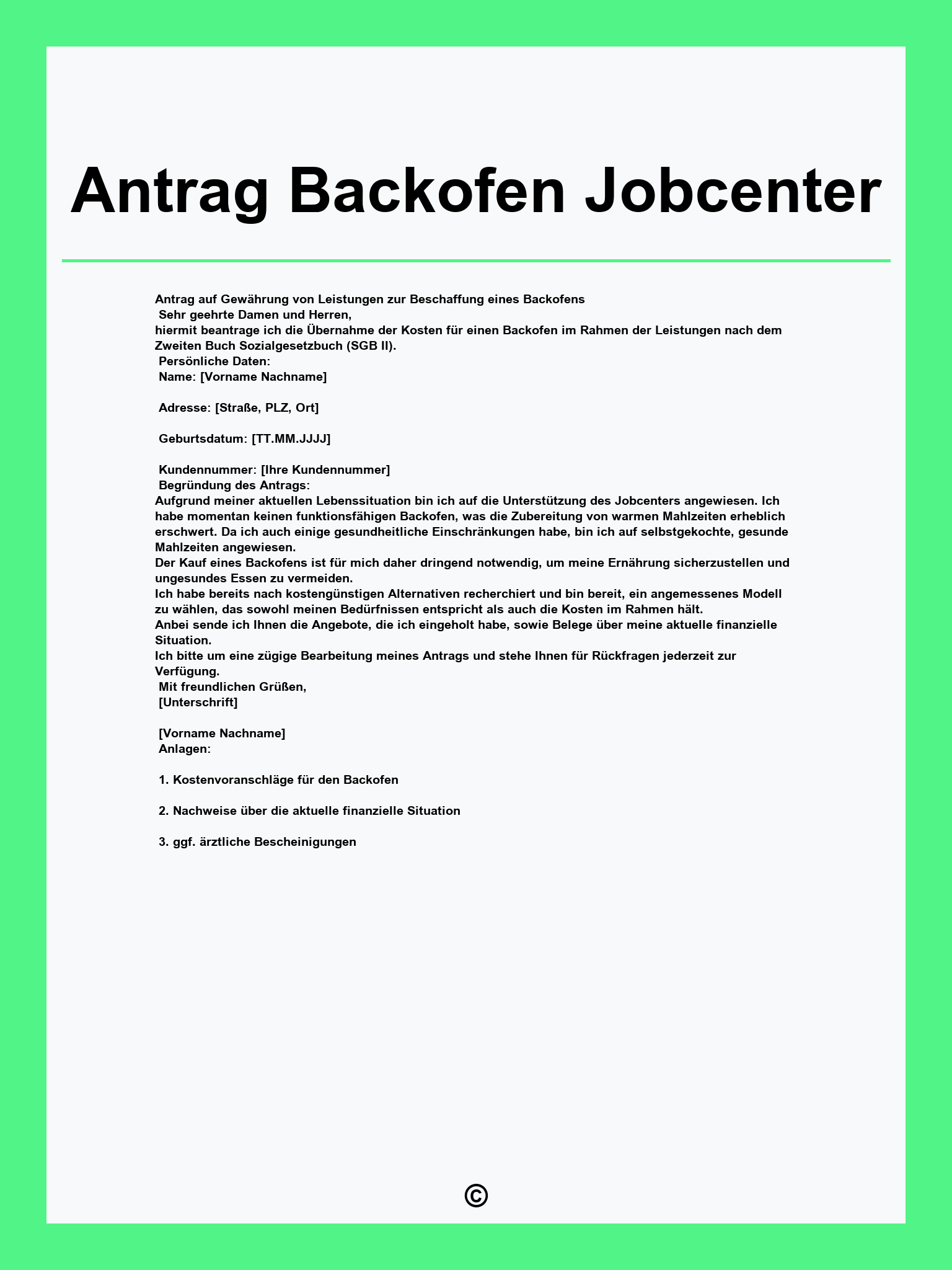 Antrag Backofen Jobcenter