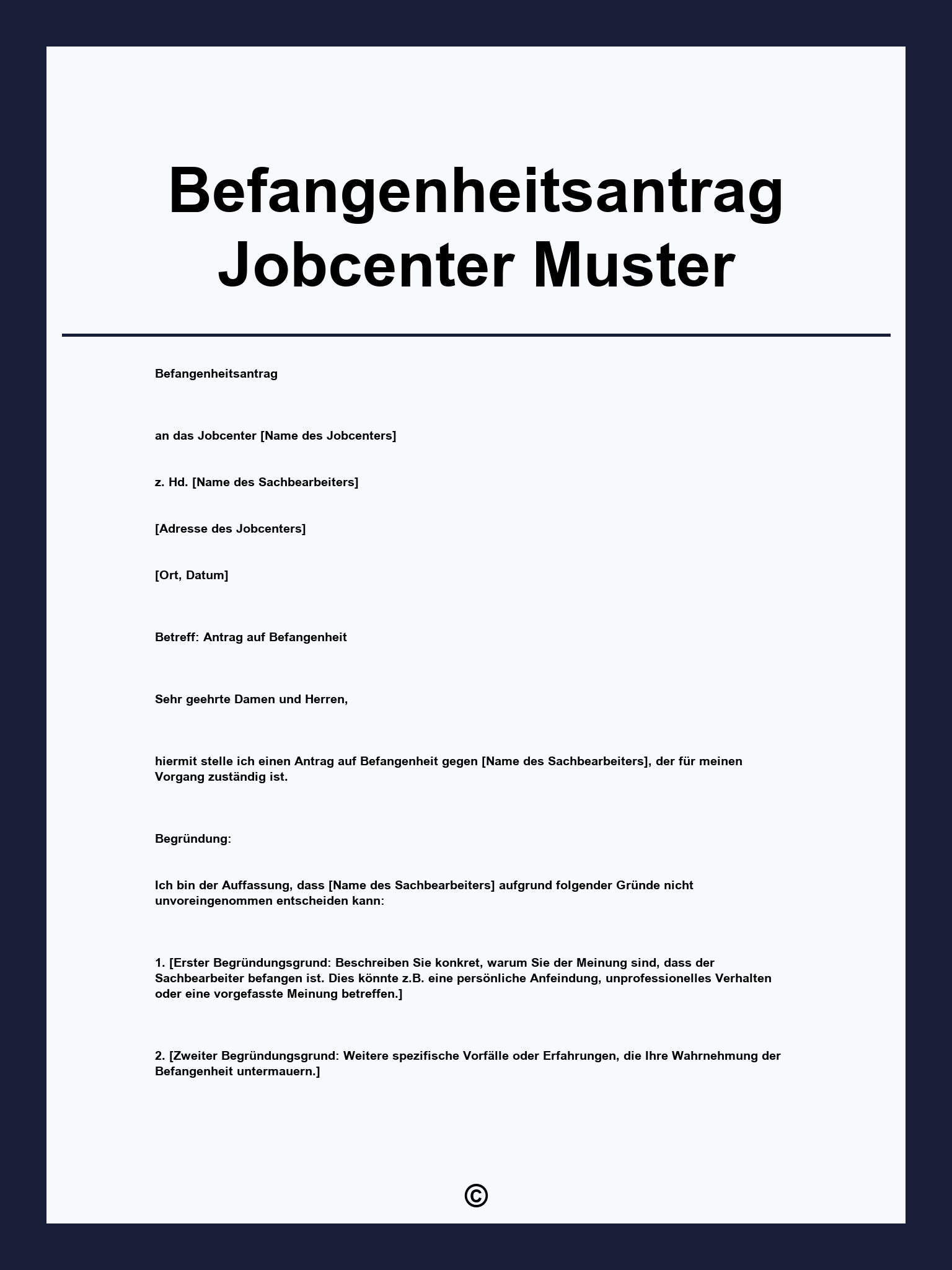Befangenheitsantrag Jobcenter Muster