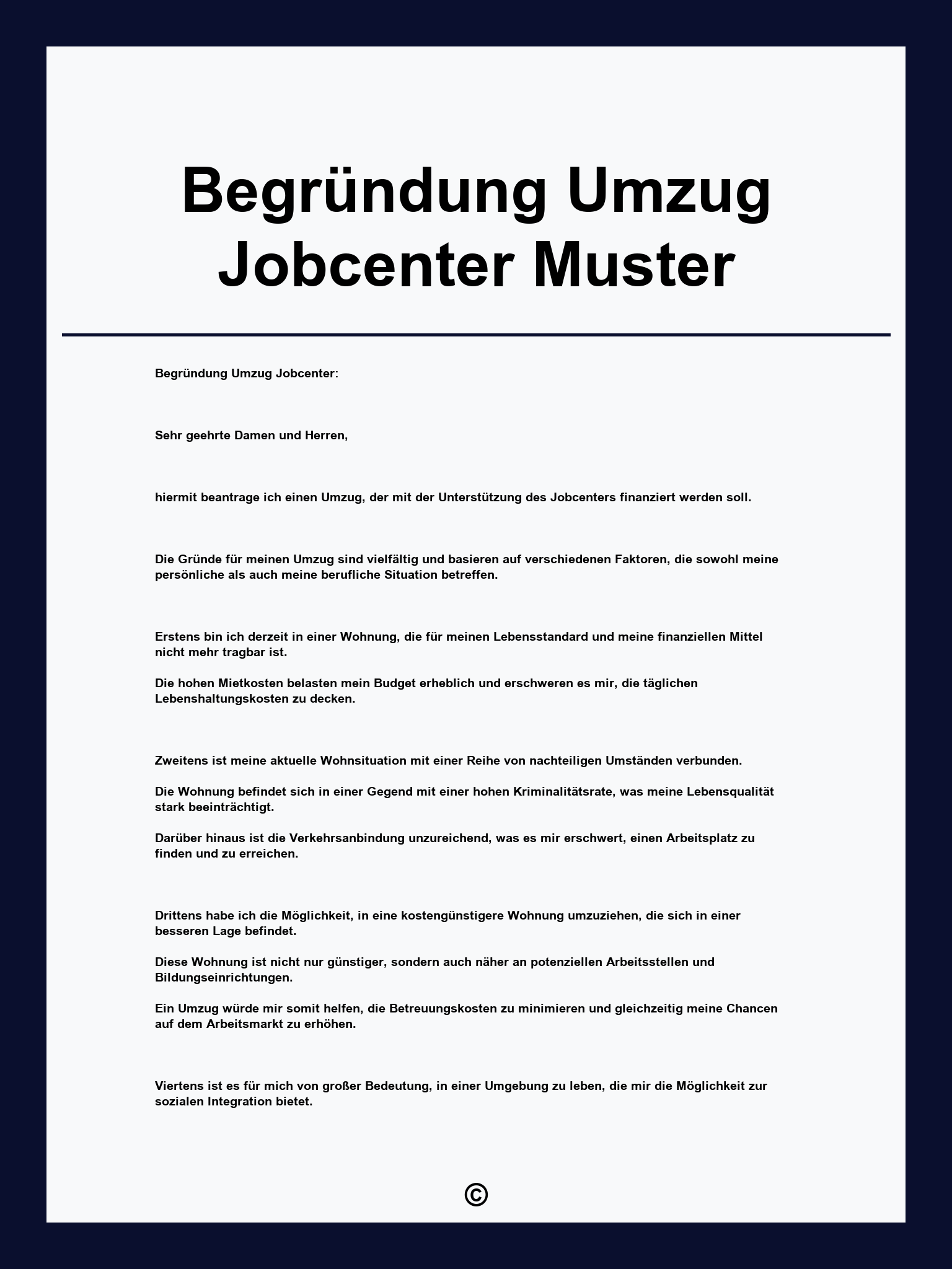 Begründung Umzug Jobcenter Muster