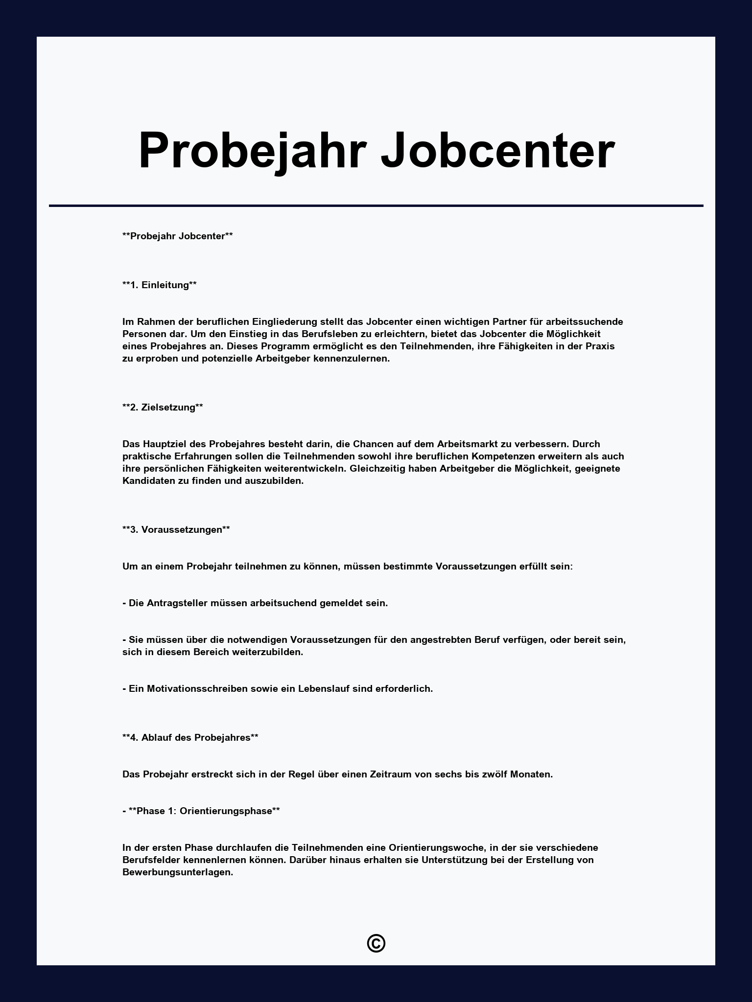 Probejahr Jobcenter
