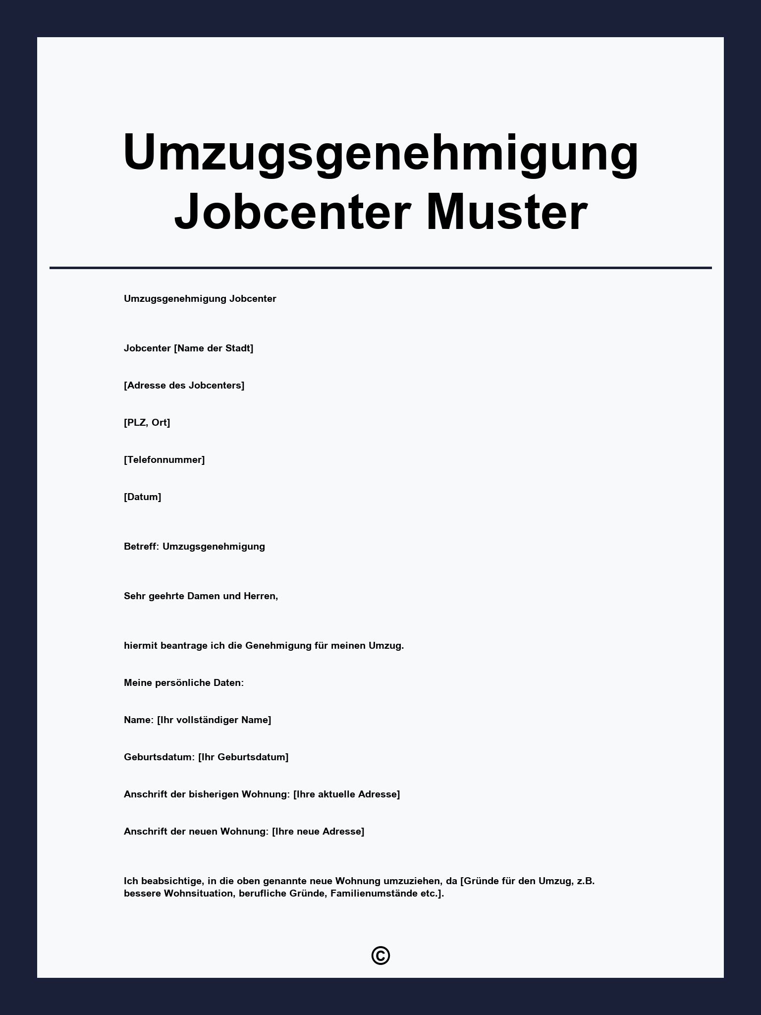 Umzugsgenehmigung Jobcenter Muster